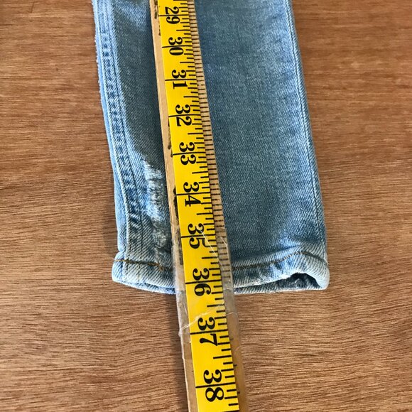 Agolde Nico Skinny Jeans Women 24 Blue Mid Rise Distressed Button Fly Stretch - Picture 7 of 14